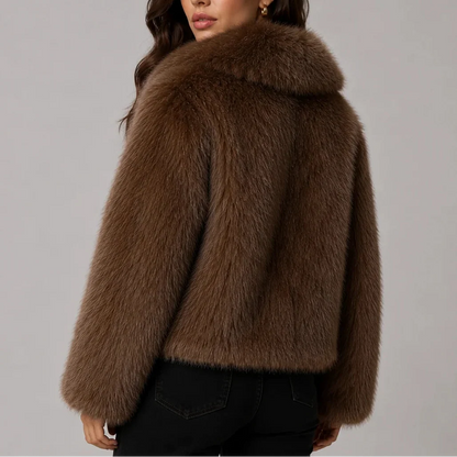 Wynn Cropped Jacket | Faux Fur, Oversized Collar 2
