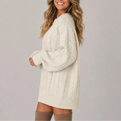 Wynna Cable Knit Jumper Dress | Oversized, Long Sleeves 1