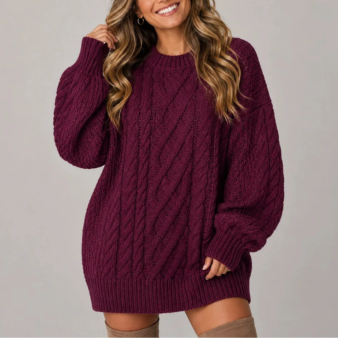 Wynna Cable Knit Jumper Dress | Oversized, Long Sleeves 7