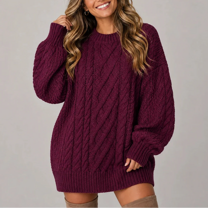 Wynna Cable Knit Jumper Dress | Oversized, Long Sleeves 7