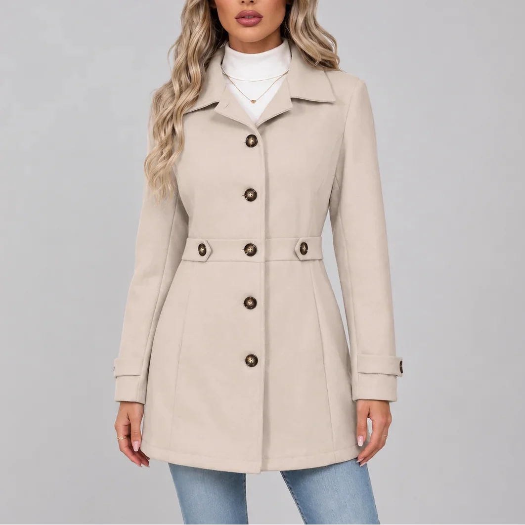 Wynne Women's Coat | Button Front, Fitted Waist, Elegant Silhouette 0